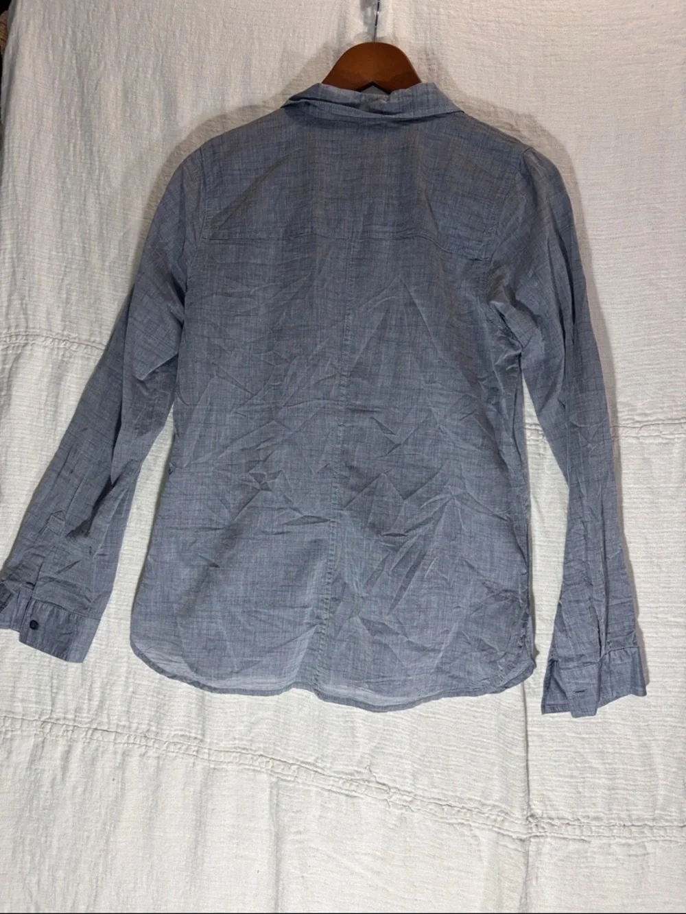 Maurices Slate Gray Button-Up Long Sleeve Shirt lightweight 100% cotton